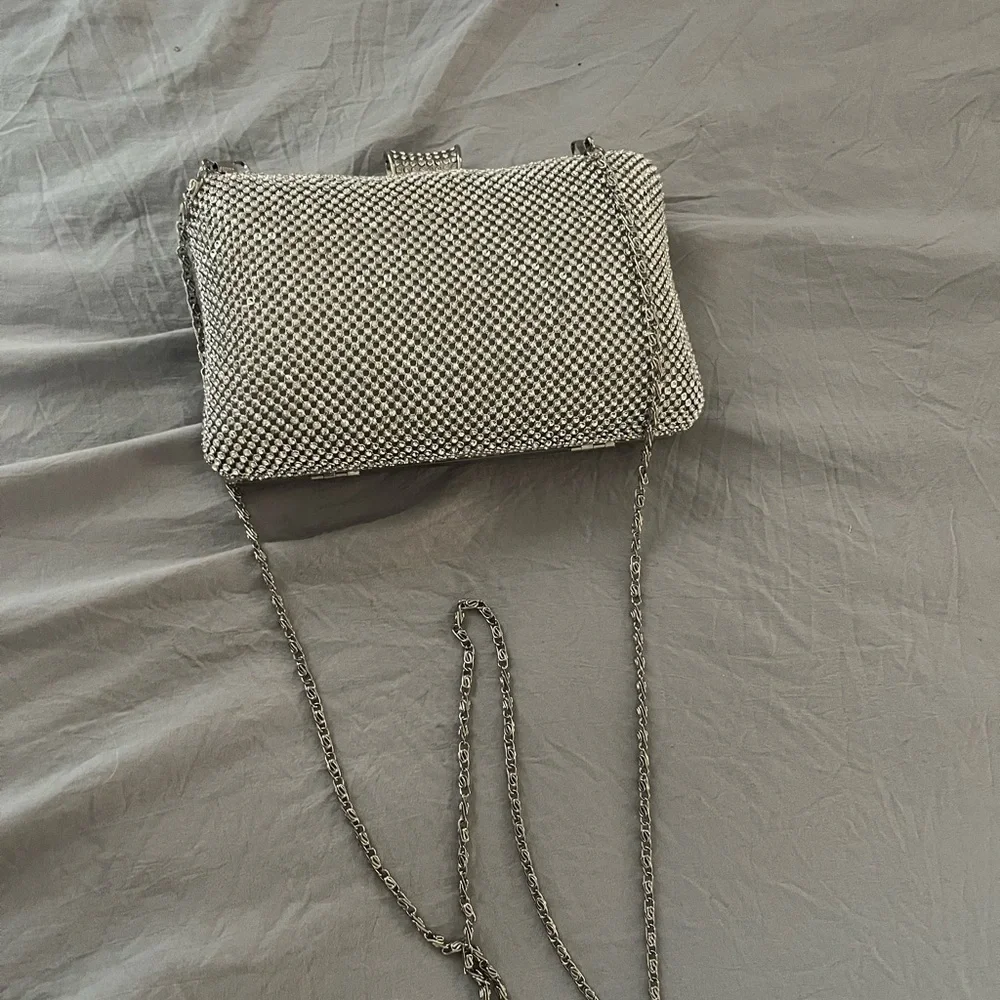 Silver Crystal Embellished Evening Clutch - Women Bags - Picture 2 of 5